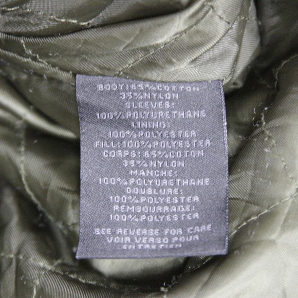 Steve Madden Women Olive Green Faux Leather Sleeve Anorak Utility Parka Jacket L - Picture 9 of 9